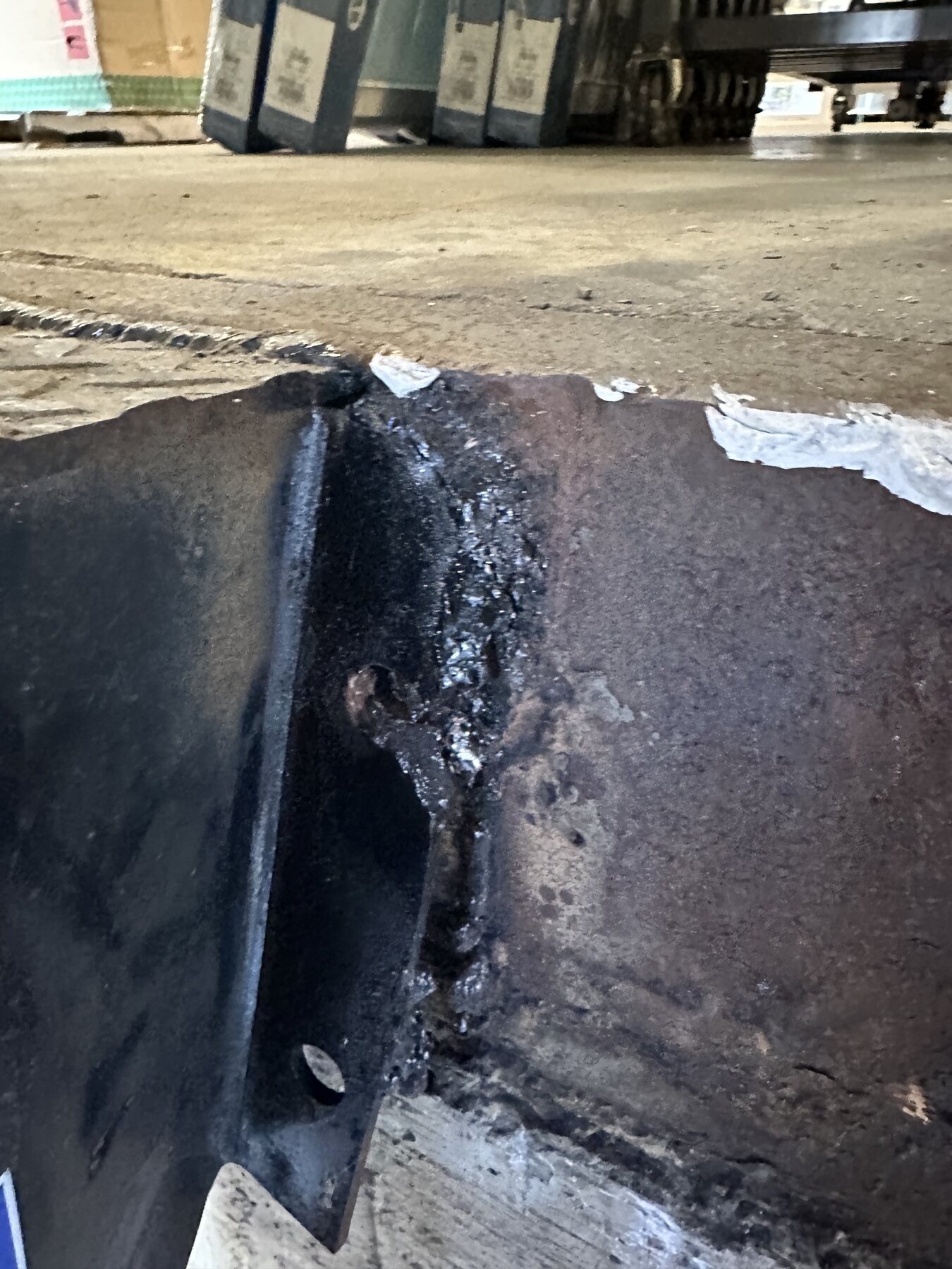 Completed structural weld on Lowe's loading dock bracket