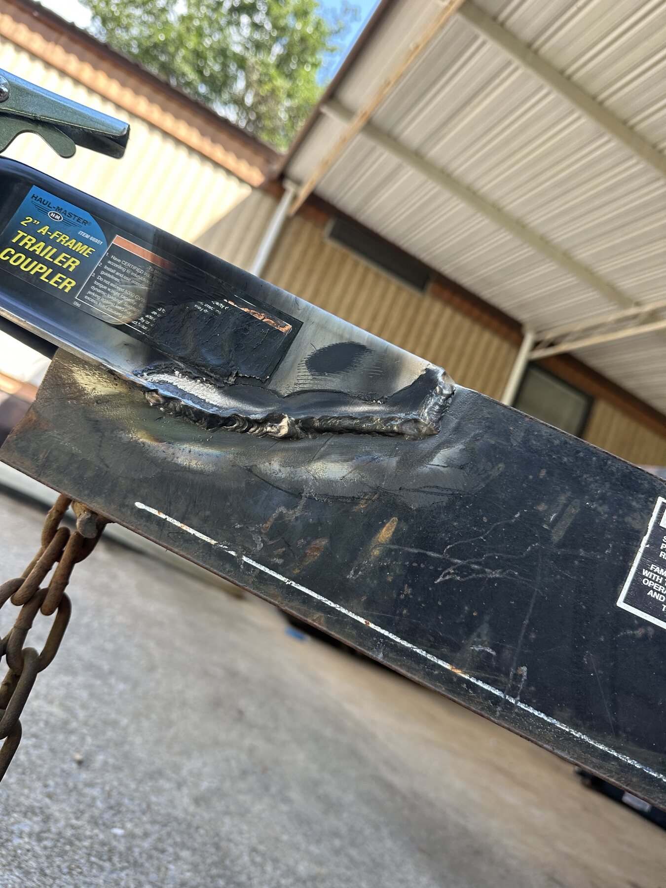 Mobile welding on newly installed trailer hitch in Anniston Alabama