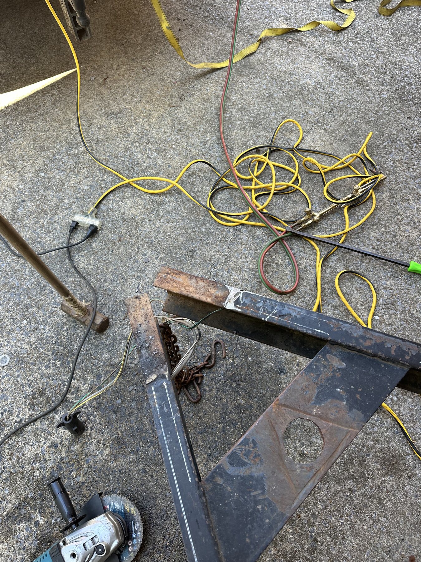 Trailer tongue after the old hitch was cut off and removed in Anniston AL